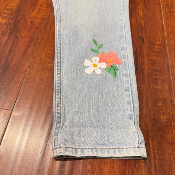 Disney Mickey Minnie Mouse Floral Jeans Lite Blue Size 36 Preowned New Condition - Picture 2 of 11